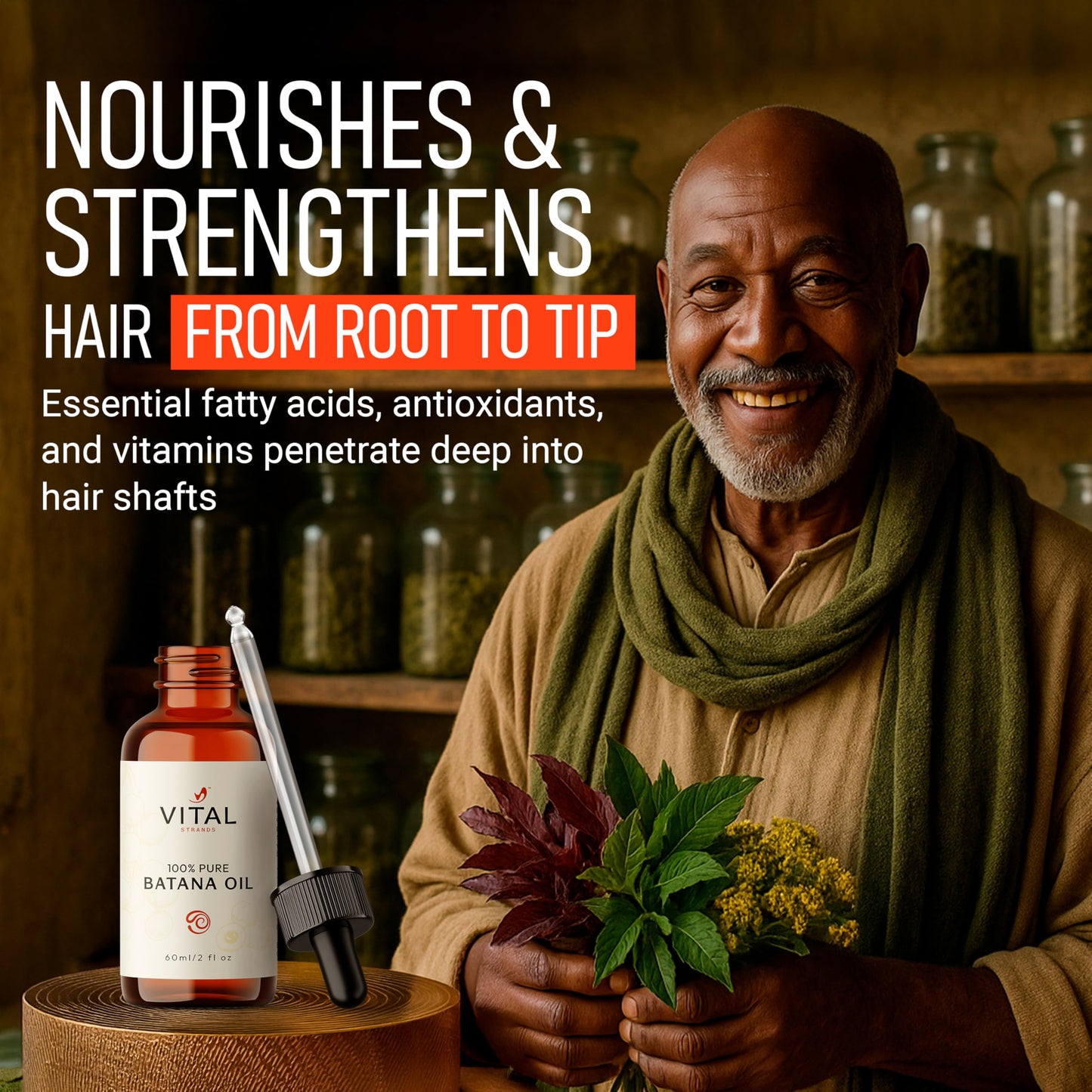 Vital Strands Batana Oil for Hair Growth - 100% Pure & Organic Botana Oil from Honduras - Strengthens, Thickens & Restores Natural Hair - Cold Pressed