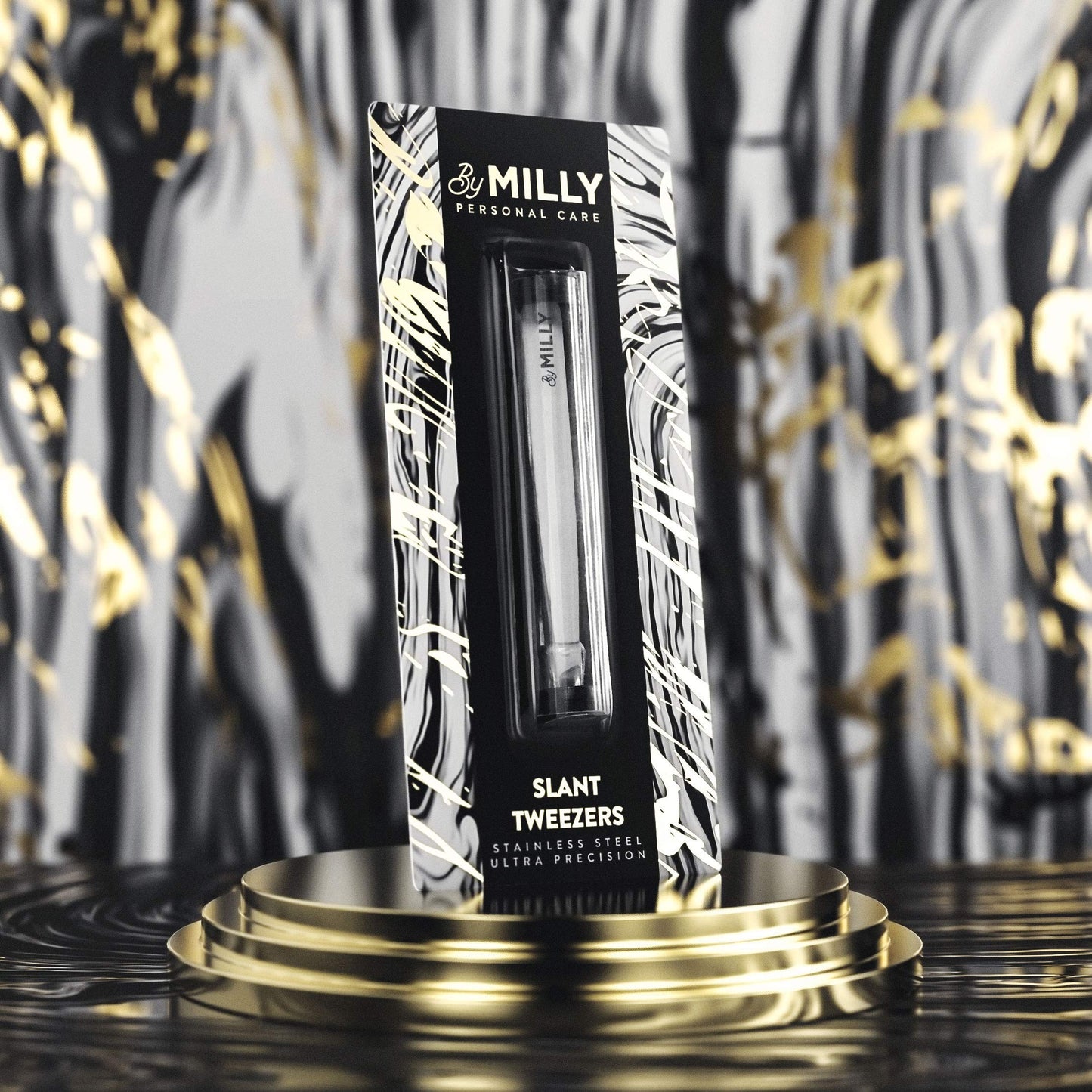 By MILLY Professional Slanted Tweezers for Women & Men | High Carbon Stainless Steel Sharp Tweezer | Tweezers for Women Facial Hair Plucking