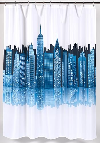 Carnation Home Fashions Cityscape Fabric Shower Curtain
