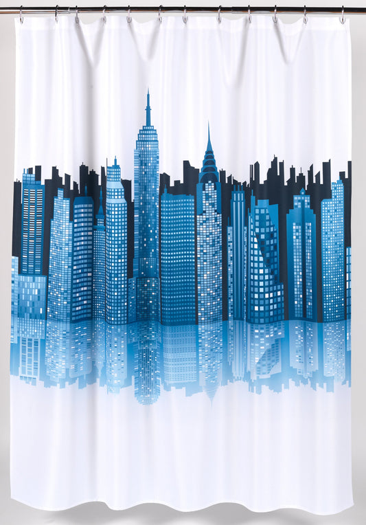 Carnation Home Fashions Cityscape Fabric Shower Curtain
