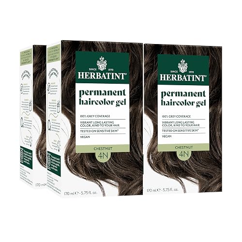Herbatint Permanent Hair Dye - 4N Chestnut - For Up To 100% Gray Coverage of Resistant Gray Hair - Ammonia-Free, Alcohol-Free & Vegan - Salon