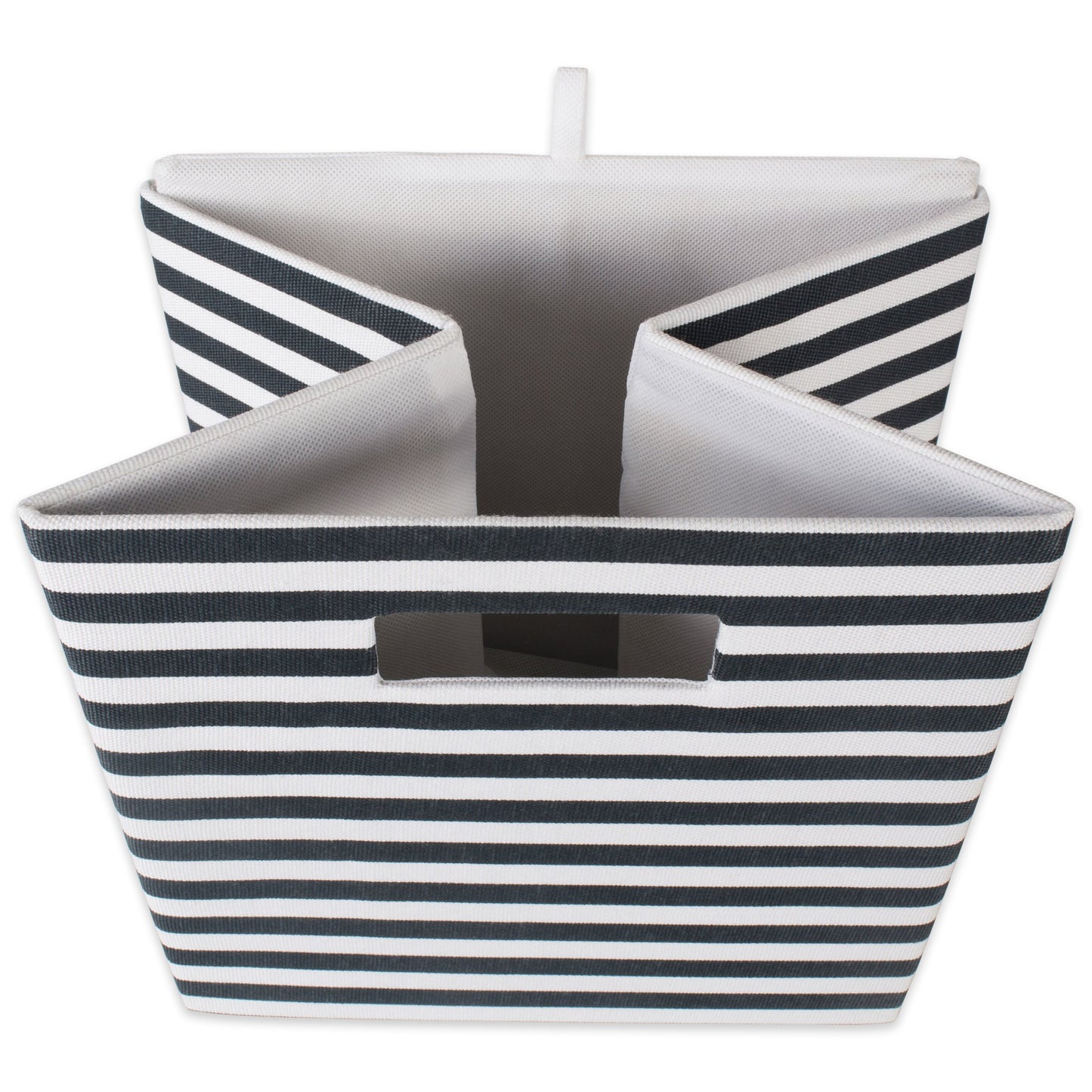 DII Collapsible Polyester Storage Cube, Pinstripe, Black, Large