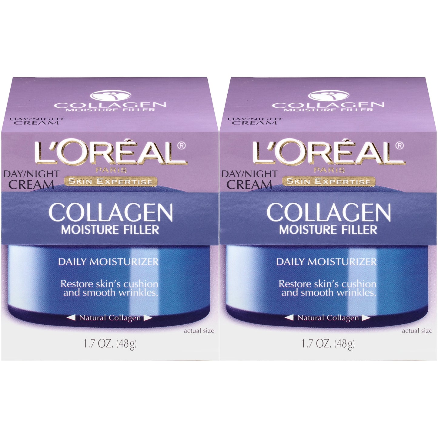 L'Oreal Paris Skincare Collagen Face Moisturizer, Day and Night Cream, Anti-Aging Face, Neck and Chest Cream to smooth skin and reduce wrinkles, 1.7