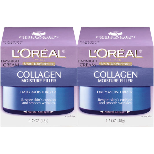 L'Oreal Paris Skincare Collagen Face Moisturizer, Day and Night Cream, Anti-Aging Face, Neck and Chest Cream to smooth skin and reduce wrinkles, 1.7