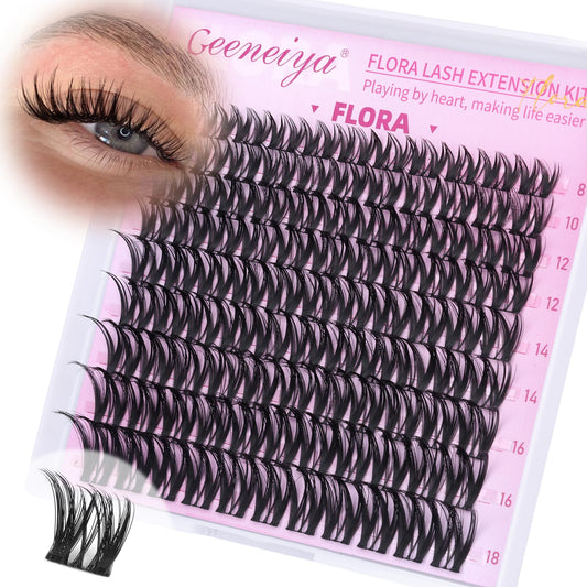 Geeneiya FLORA Lash Clusters, 8-18MM Wispy Eyelash Clusters, Natural Cluster Lashes for Beginners, Waterproof Cluster Eyelash Extensions DIY Lashes Beauty and Personal Care Geeneiya Default Title