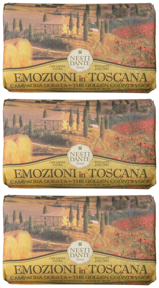 Saponeria Nesti Firenze:"Campagna Dorata" Perfumed Natural Soap,"Emozioni in Toscana" Line 8.8 Ounces (250g) Packages (Pack of 3) [ Italian Import ] Beauty & Personal Care Nesti Dante
