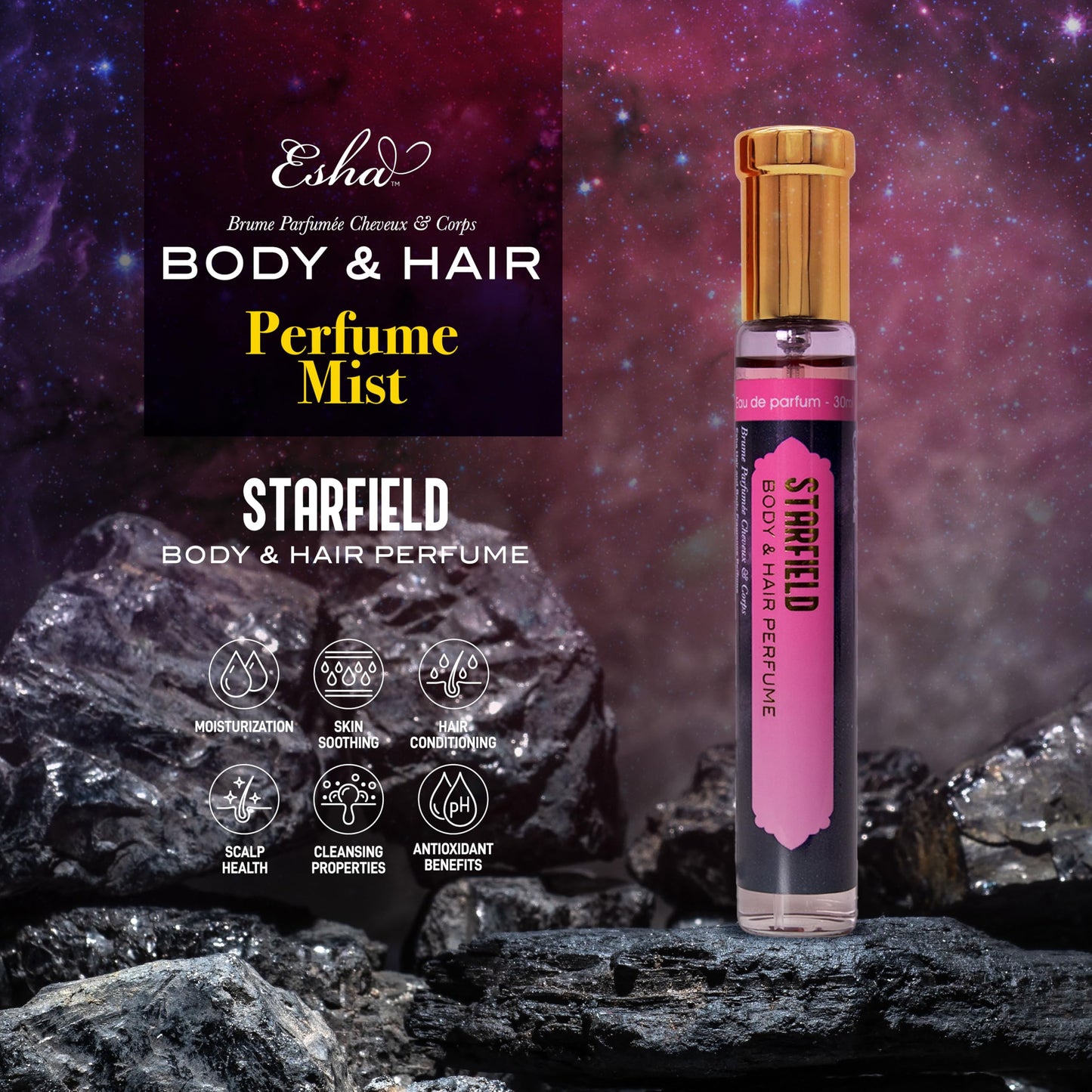 Esha Body & Hair Perfume Mist - Eau de Parfum for Women - Infused with Betaine - (STAR FIELD) Beauty & Personal Care Esha