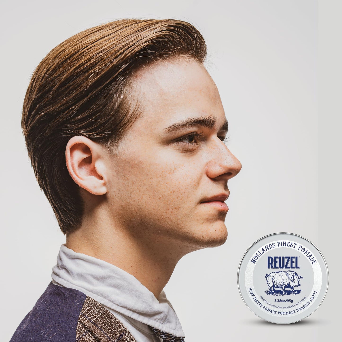 REUZEL Clay Matte Pomade, Medium All Day Hold, Water Soluble Styling, Matte Finish and Flake Free, Easy To Wash Out, For All Hair Types
