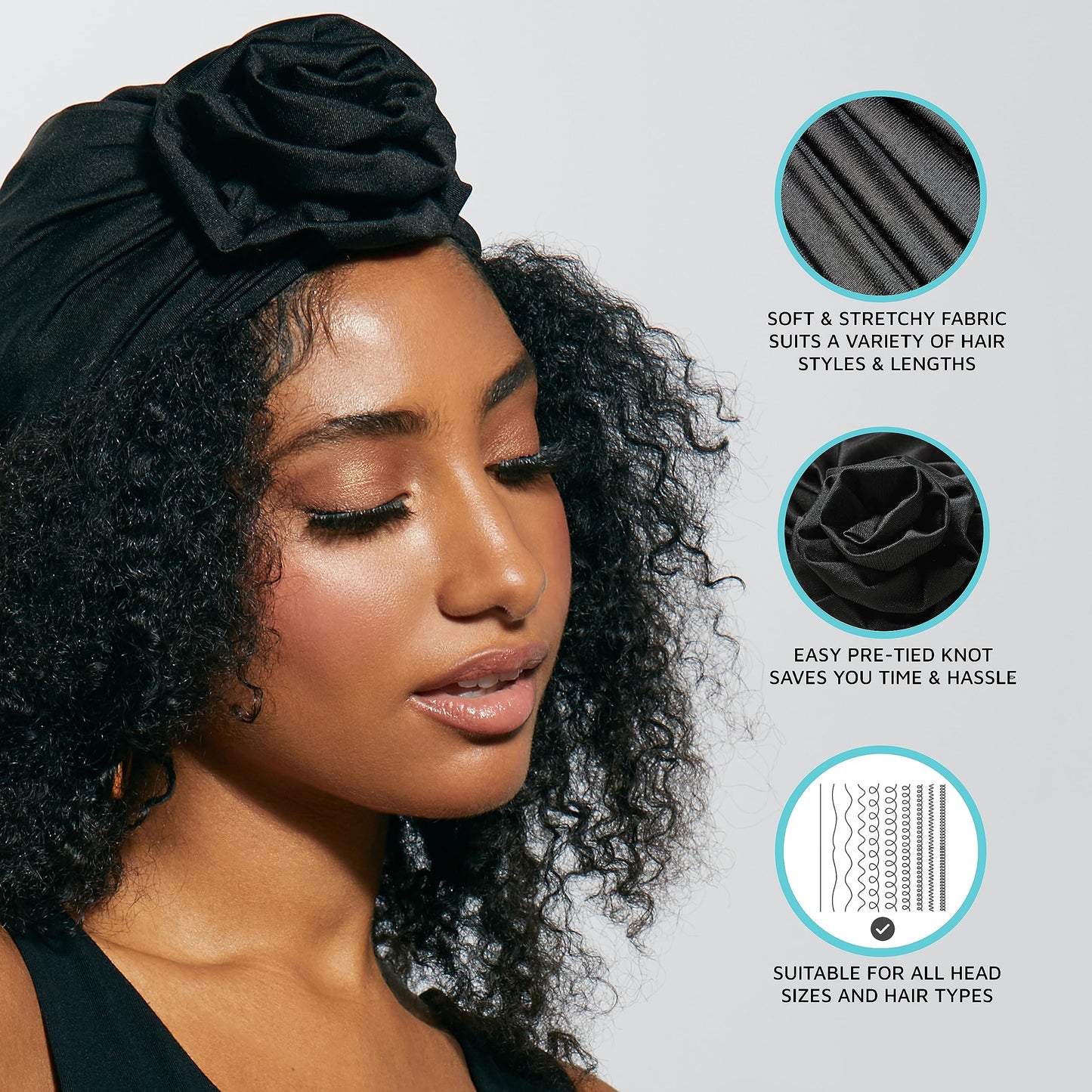 KISS COLORS & CARE Top Knot Pre-Tied Turban - Leopard - Stylish, Stretchy & Soft for Sleeping, Maximum Hair Protection, Minimizes Breakage