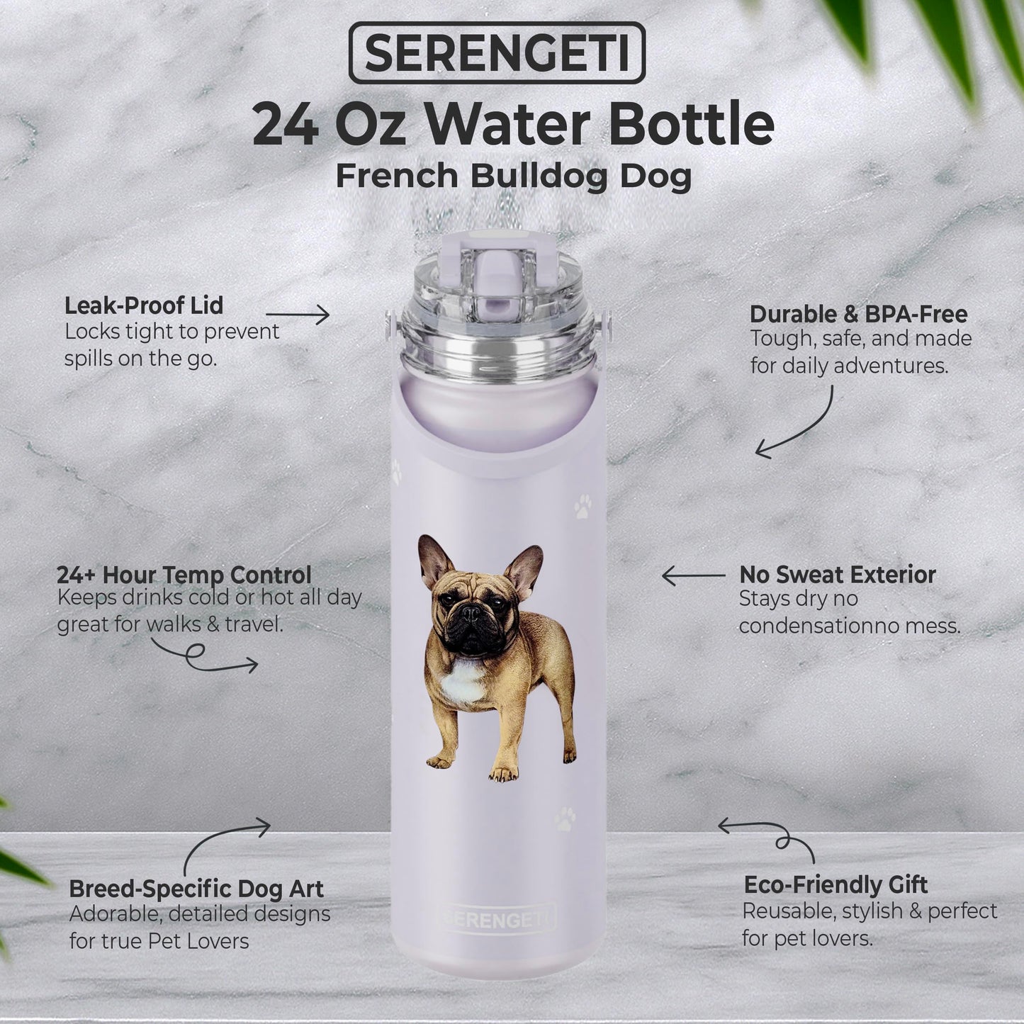 E&S Pets SERENGETI 24 Oz Water Bottle Stainless Steel with Spill Proof Lid - Double walled Vacuum Insulated water flask - Realistic 3D Print of your…