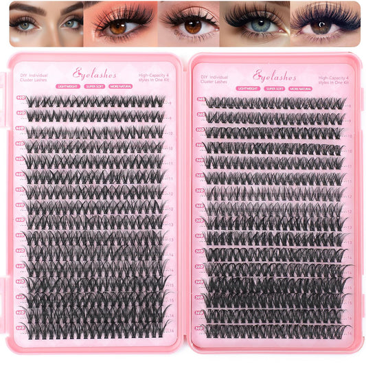 Manga Lash Clusters, 640 Pcs Eyelashes Clusters Extensions 9-16mm Individual Lashes D Curl Fluffy Wispy False Eyelashes Thin Band (40D&50D) Beauty and Personal Care OLLAVO Default Title