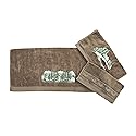 Paseo Road Joshua 3 Piece Rustic Bathroom Towel Set, Mocha, Forest Pine Tree Bear Antler Cabin Theme Towels, Lodge Bath Towel, Hand Towel and Finger…