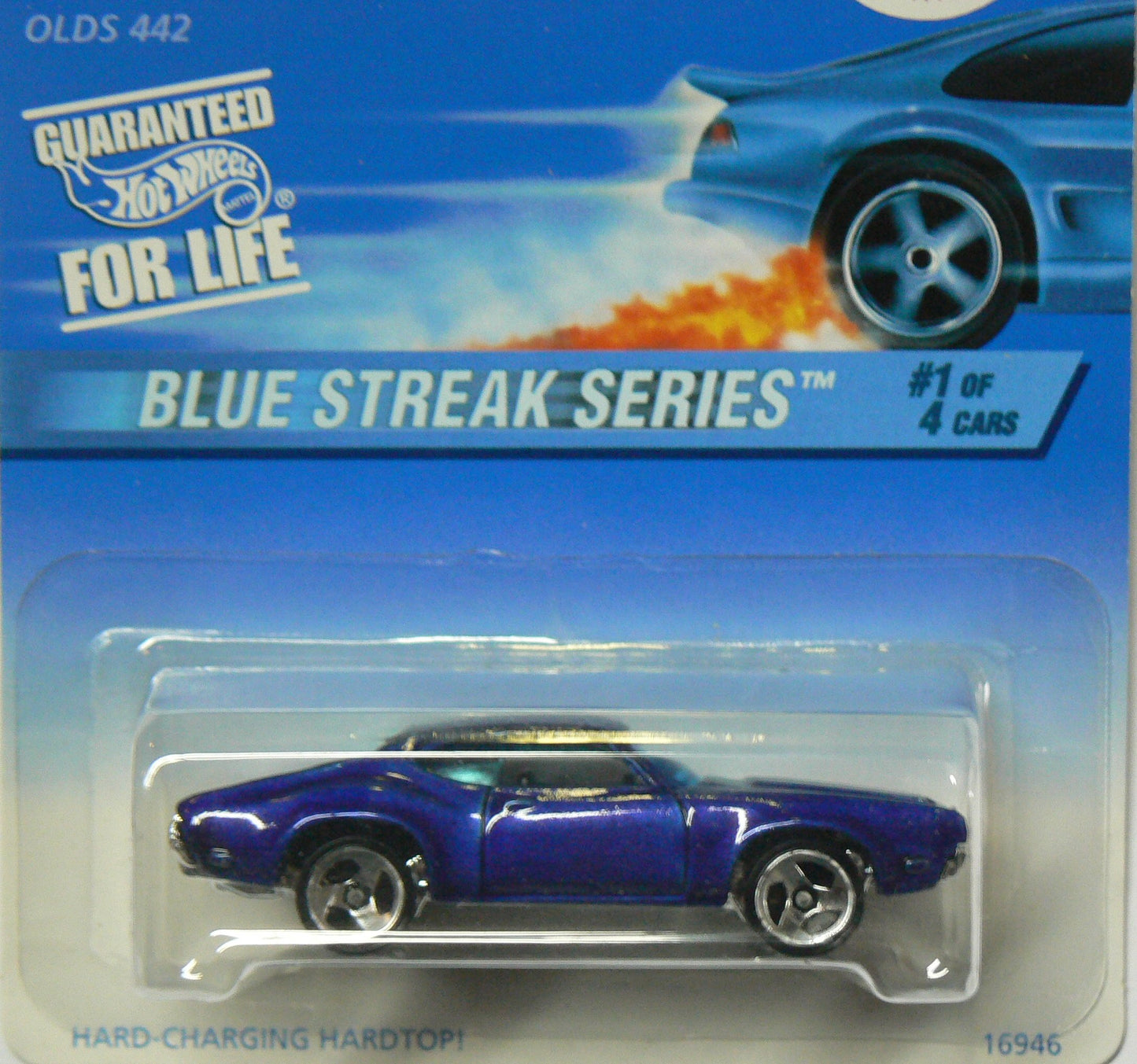 Hot Wheels Mattel 1997 Blue Streak Series 1:64 Scale Blue Olds 442 Die Cast Car 1/4