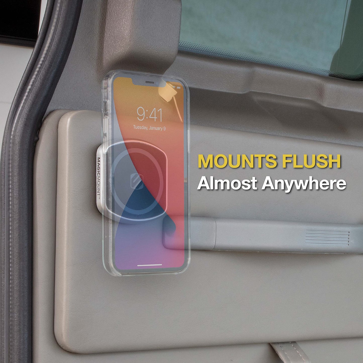 Scosche MP2FM-XCES0 MagicMount Pro2 Universal Flush Magnetic Cell Phone Car Mount Kit Compatible with MagSafe, iPhones, Galaxy, Pixel & All…