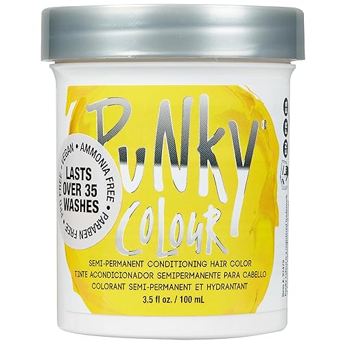 Punky Bright Yellow Semi Permanent Hair Color - Vegan & Cruelty-Free Conditioning Hair Dye, Lasts Up to 35 Washes, 3.5 fl oz
