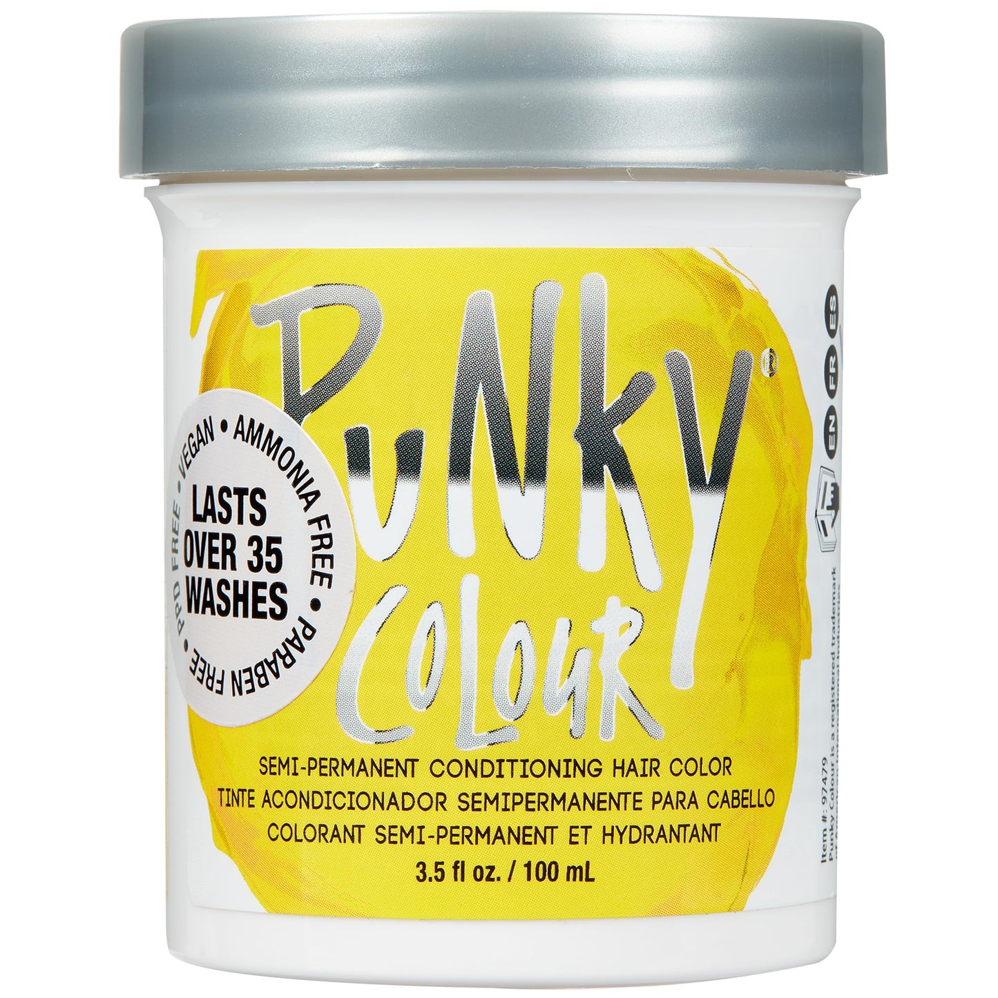 Punky Bright Yellow Semi Permanent Hair Color - Vegan & Cruelty-Free Conditioning Hair Dye, Lasts Up to 35 Washes, 3.5 fl oz