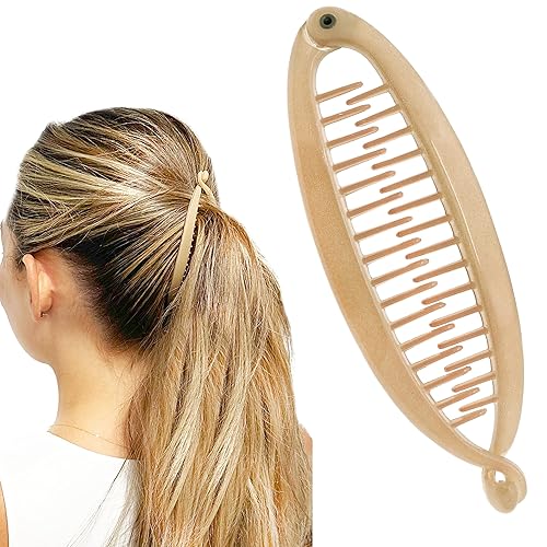 Camila Paris CP3133 4.5 inch French Banana Clip Hair Comb Classic Girls Updo Flexible Ponytail Holder Interlocking Banana Combs, Fashion Durable