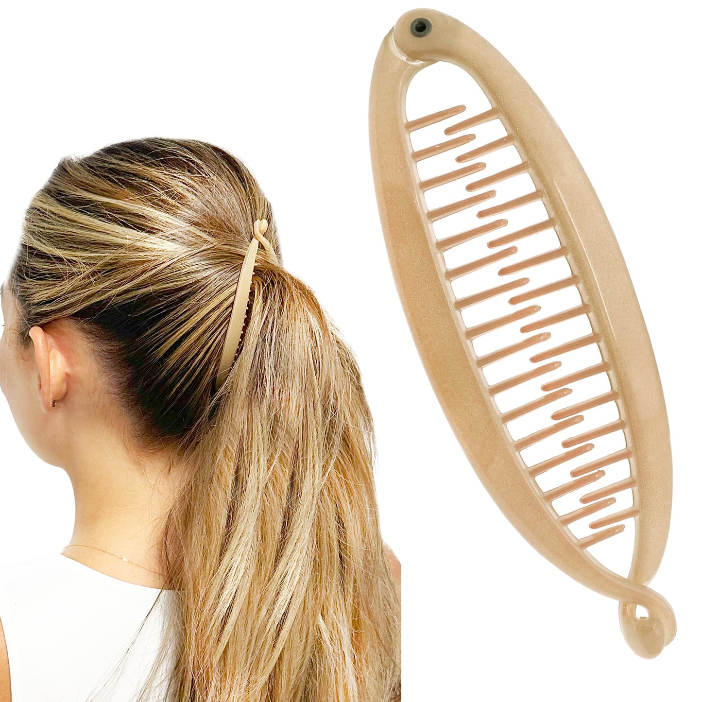Camila Paris CP3133 4.5 inch French Banana Clip Hair Comb Classic Girls Updo Flexible Ponytail Holder Interlocking Banana Combs, Fashion Durable