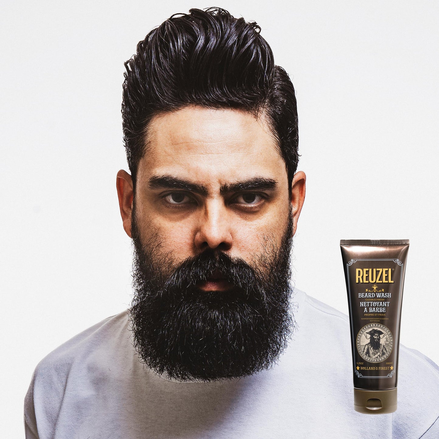 REUZEL Clean & Fresh Beard Wash, Softens Beard, Cleanses and Moisturizes, Gentle, Non-Comedogenic, Vegan Formula, Light Citrus Mint Scent, For All