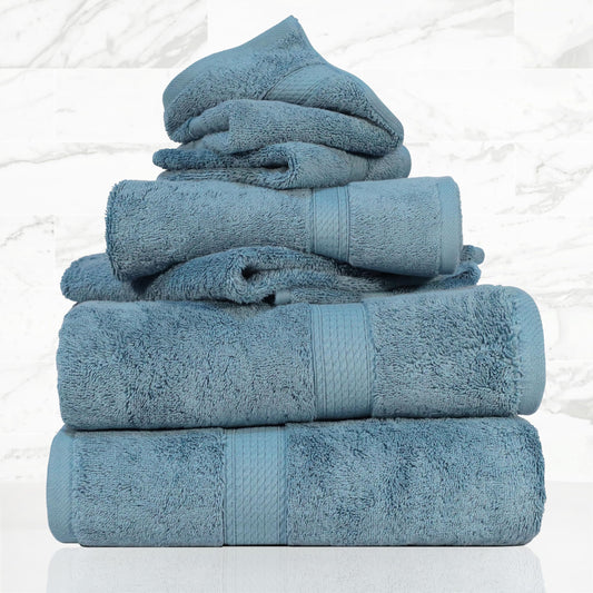 Superior Egyptian Cotton Pile 6 Piece Towel Set, Includes 2 Bath, 2 Hand, 2 Face Towels/Washcloths, Ultra Soft Luxury Towels, Thick Plush Essentials…