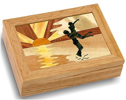 MarqArt Wood Art Sunset Box-Handmade USA -Unmatched Quality -Unique, No Two are the Same -Original Work of Wood Art. A Couples Gift, Ring, Trinket or…