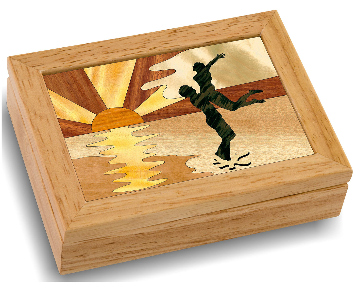 MarqArt Wood Art Sunset Box-Handmade USA -Unmatched Quality -Unique, No Two are the Same -Original Work of Wood Art. A Couples Gift, Ring, Trinket or…