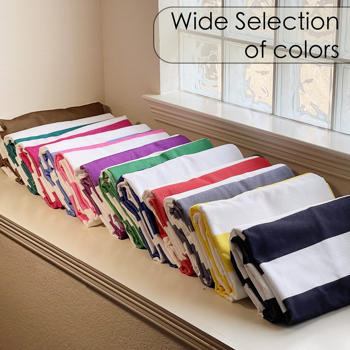 allgala Oversize 40x70 Inch (1x1.8M) Cabana Stripe Design Microfiber Beach Towel-Royal Blue (Pack of 1)-BT81206