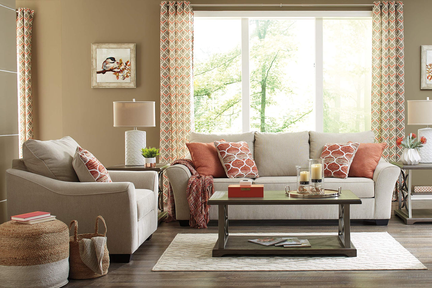 Signature Design by Ashley Brayton Jute 2 Piece Braided Basket Set With Handles, Large Basket 14" W x 14" D x 11" H, Medium Basket 12" W x 12" D x…