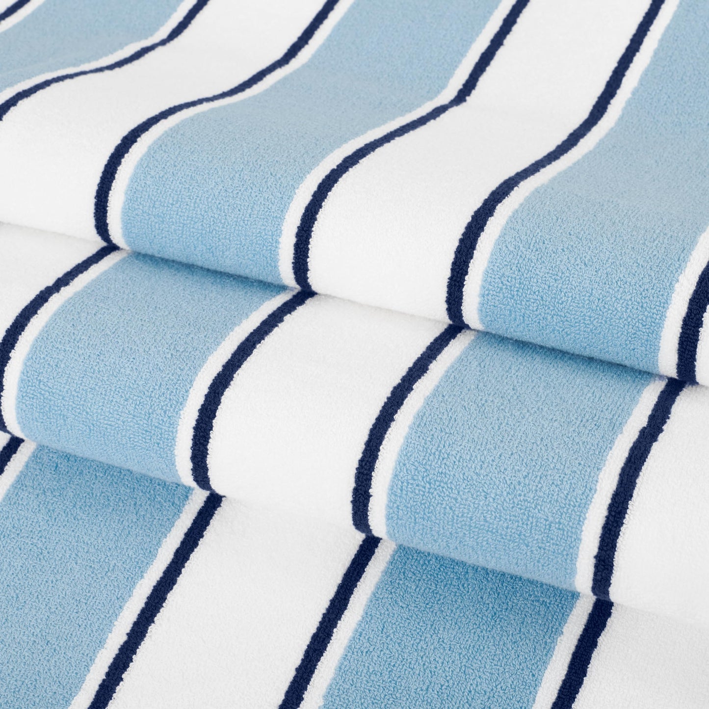Aston & Arden Striped Beach Towel - Oversized 35 x 70 Soft Plush Thick Cotton, 600 GMS Heavy & Luxury for Pool Chairs, Resort, and Hot Tub, Blue/Navy