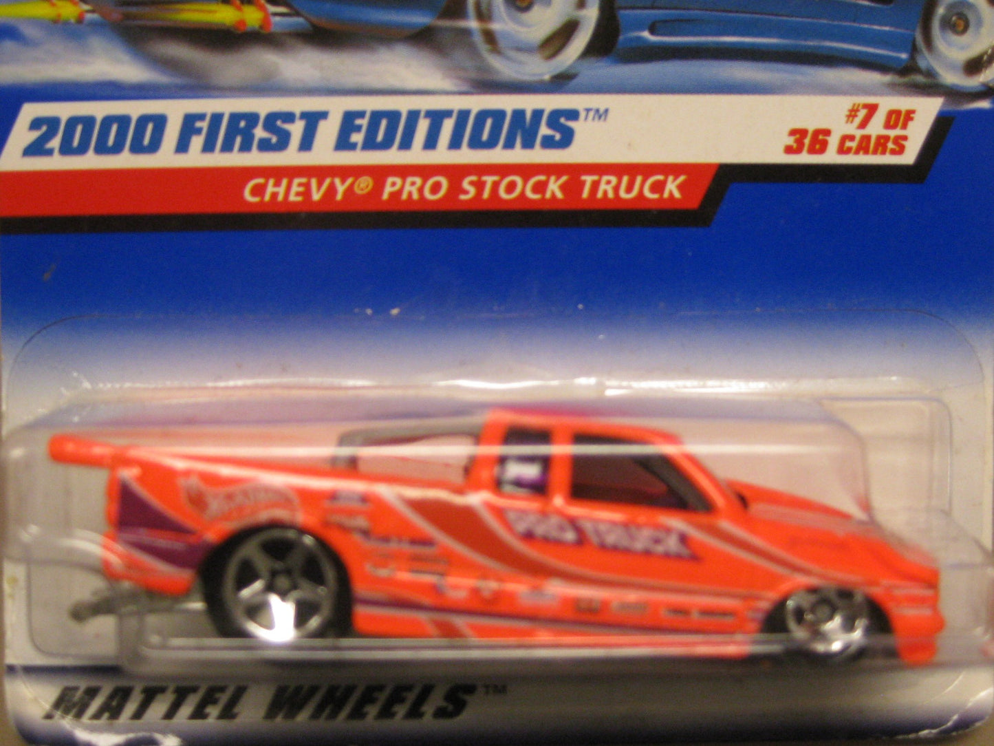 Hot Wheels - 2000 First Editions - Chevy Pro Stock Truck - Neon Orange - Collector #067 - 7/36 - Die Cast - Limited Edition - Collectible 1:64 Scale
