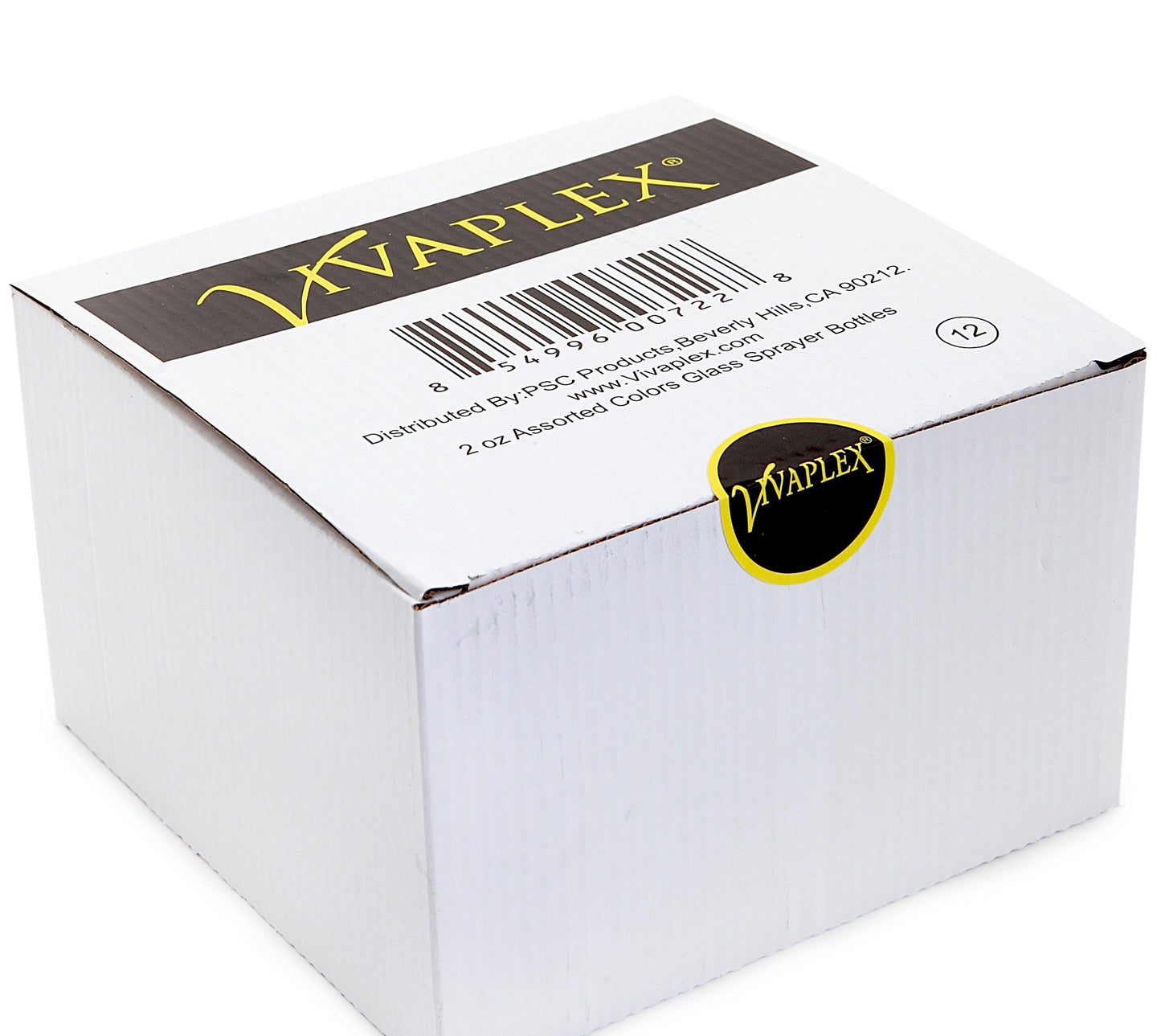 Vivaplex, 12, Assorted Colors, 2 oz Glass Bottles, with Black Fine Mist Sprayers