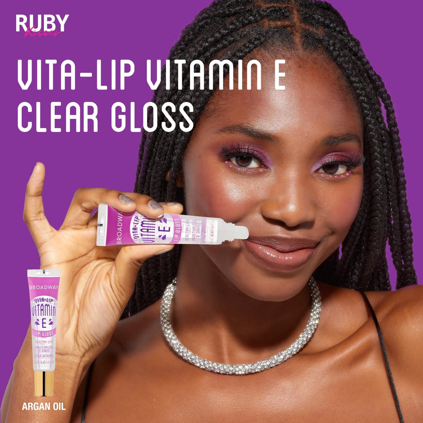 Ruby Kisses Broadway Vita-Lip Clear Lip Gloss (Vitamin E 6 Pack), Ultra-Hydrating & Soothing Formula with Multi-Vitamin Oils, High-Shine Non-Sticky