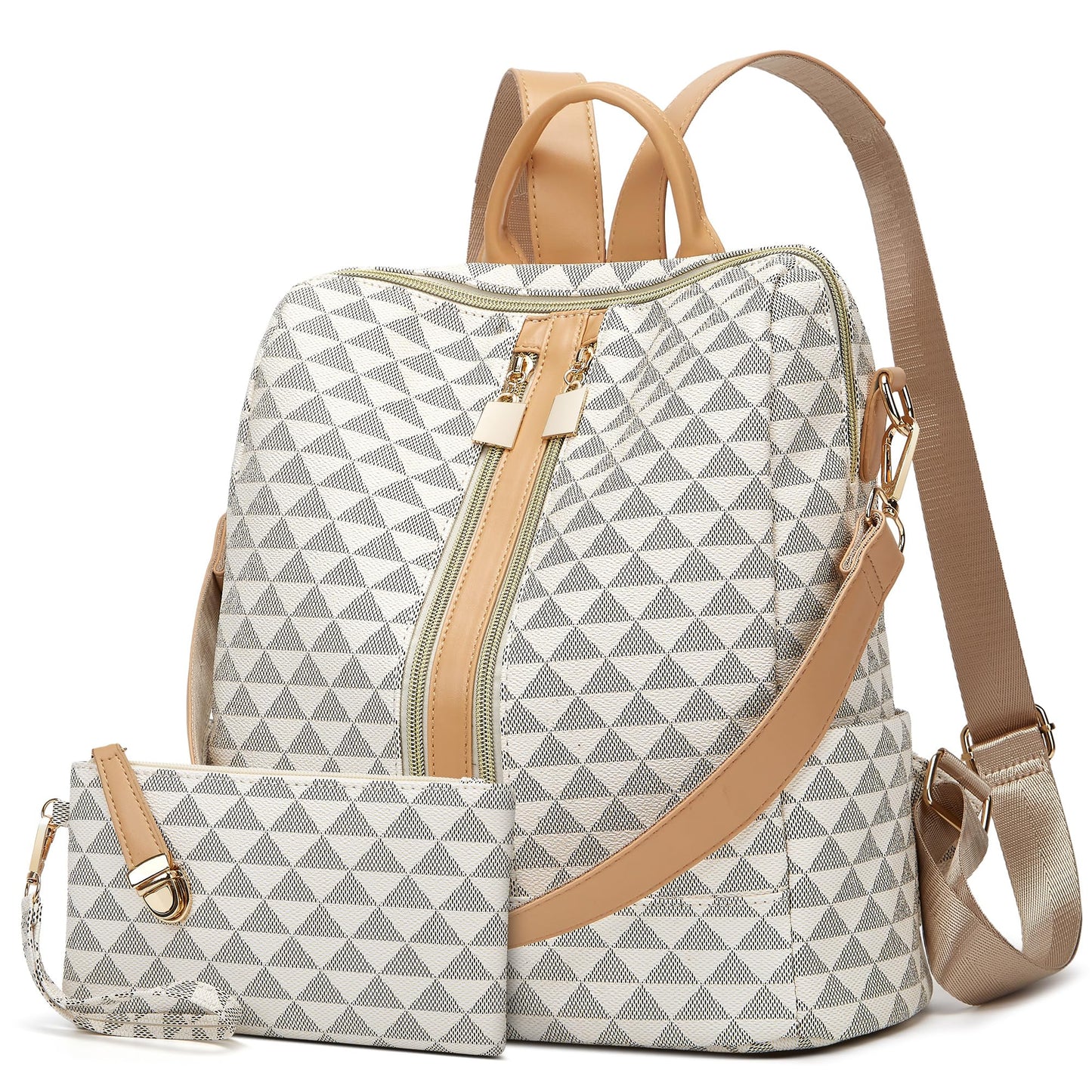 Makes Backpack Purse for Women PU Leather Travel Satchel Handbag Convertible Design Bag with Purse 2 Piece
