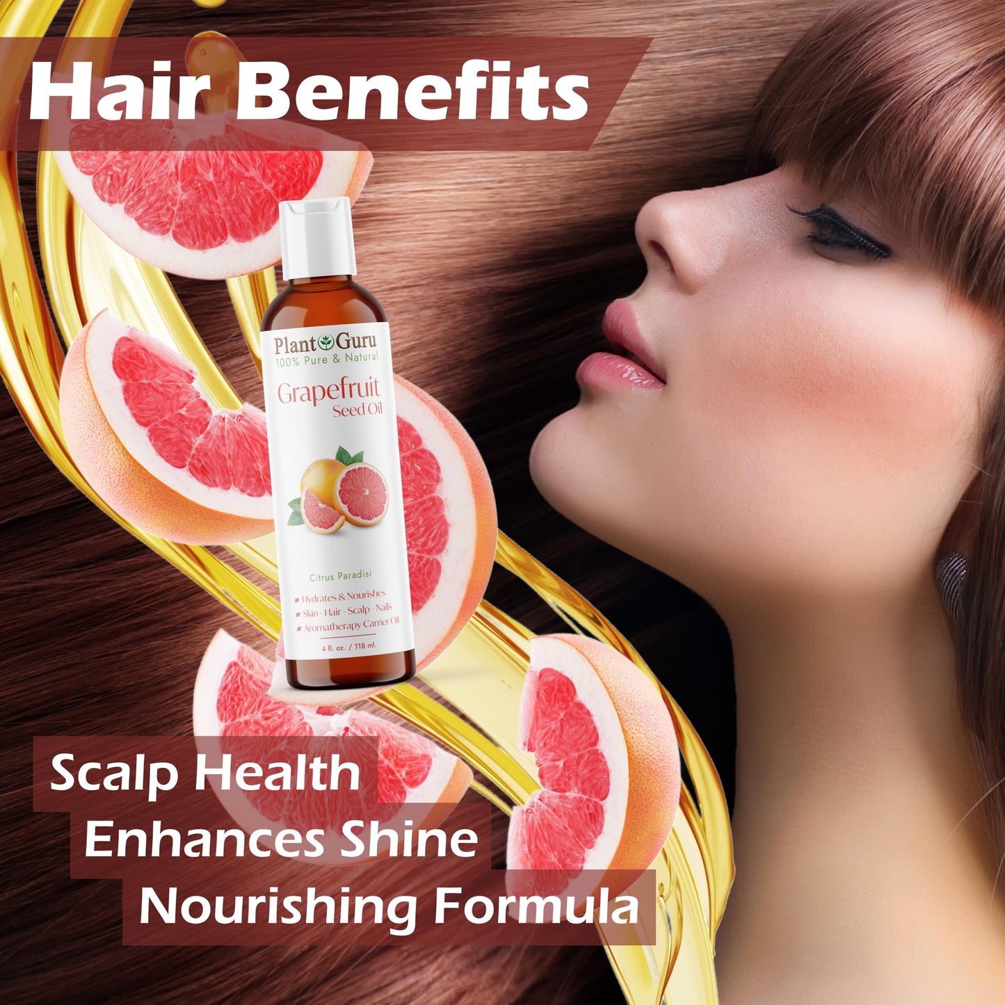 Plant Guru Grapefruit Seed Oil 8 fl. oz. Cold Pressed 100% Pure & Natural Carrier - Skin, Face, Body & Hair Growth Moisturizer. Great for DIY Creams Beauty & Personal Care Plant Guru