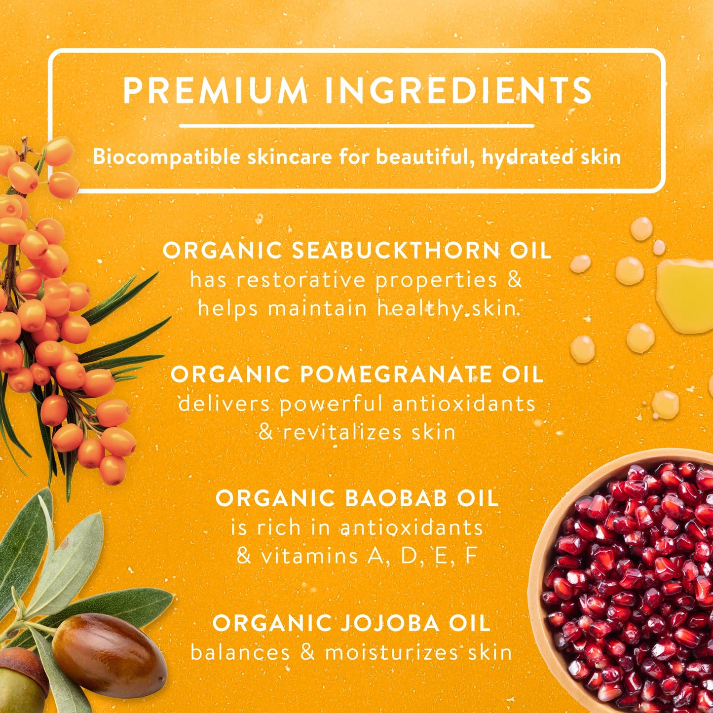 Badger Seabuckthorn Face Oil, Organic Face Moisturizer for Women & Men, Nourishing & Soothing Organic Jojoba, Baobab & Vitamin E Oil, Vegan