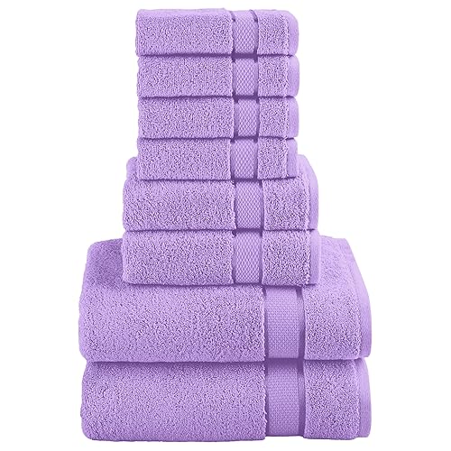 Elegant Comfort Premium Cotton 8-Piece Towel Set, Includes 4 Washcloths, 2 Hand Towels and 2 Bath Towels, 100% Turkish Cotton - Highly Absorbent…