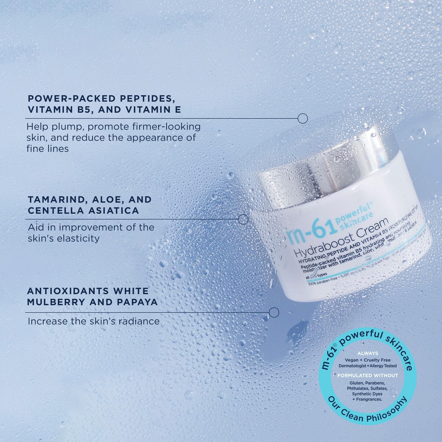 m-61 Hydraboost Cream | Ultra-Nourishing, Moisturizing Face Cream To Plump, Hydrate, And Repair. With Vitamin B5, Vitamin E, Hyaluronic Acid,