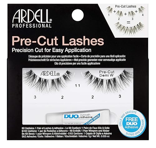 Ardell Pre-Cut Demi Wispies Lashes, Easy Application, Precision Cut Natural Look False Eyelashes, 1 Pack