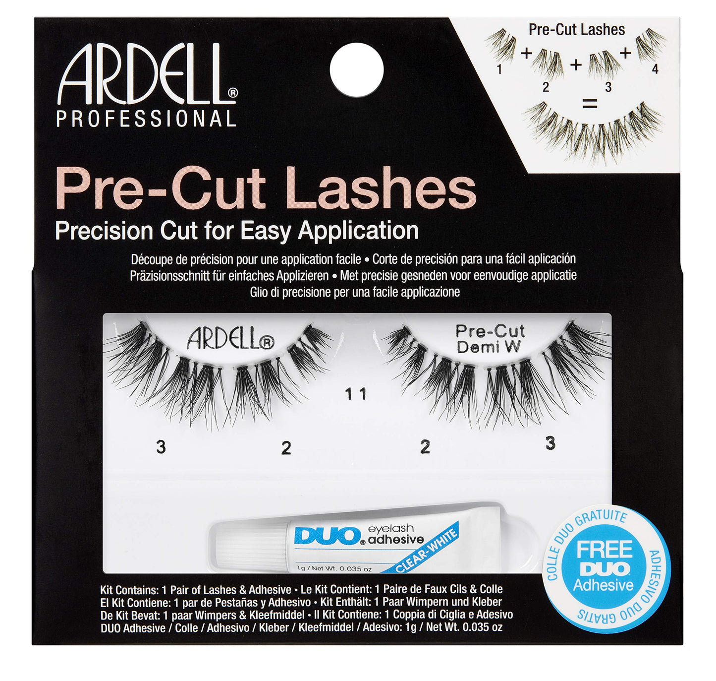 Ardell Pre-Cut Demi Wispies Lashes, Easy Application, Precision Cut Natural Look False Eyelashes, 1 Pack