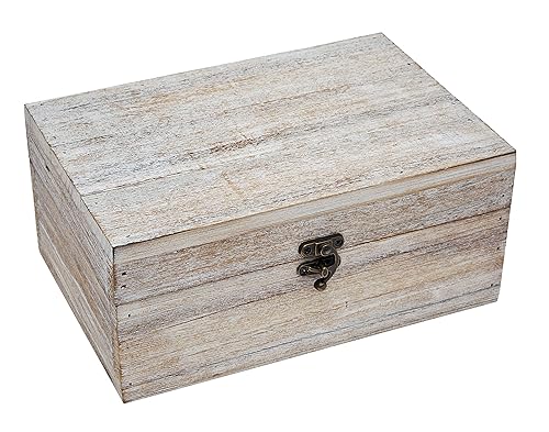 Philip Whitney Rustic Wood Storage Box for Trinket Jewelry - Antique White