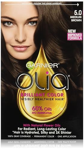 Garnier Olia Ammonia-Free Brilliant Color Oil-Rich Permanent Hair Color, 5.0 Medium Brown Hair Dye