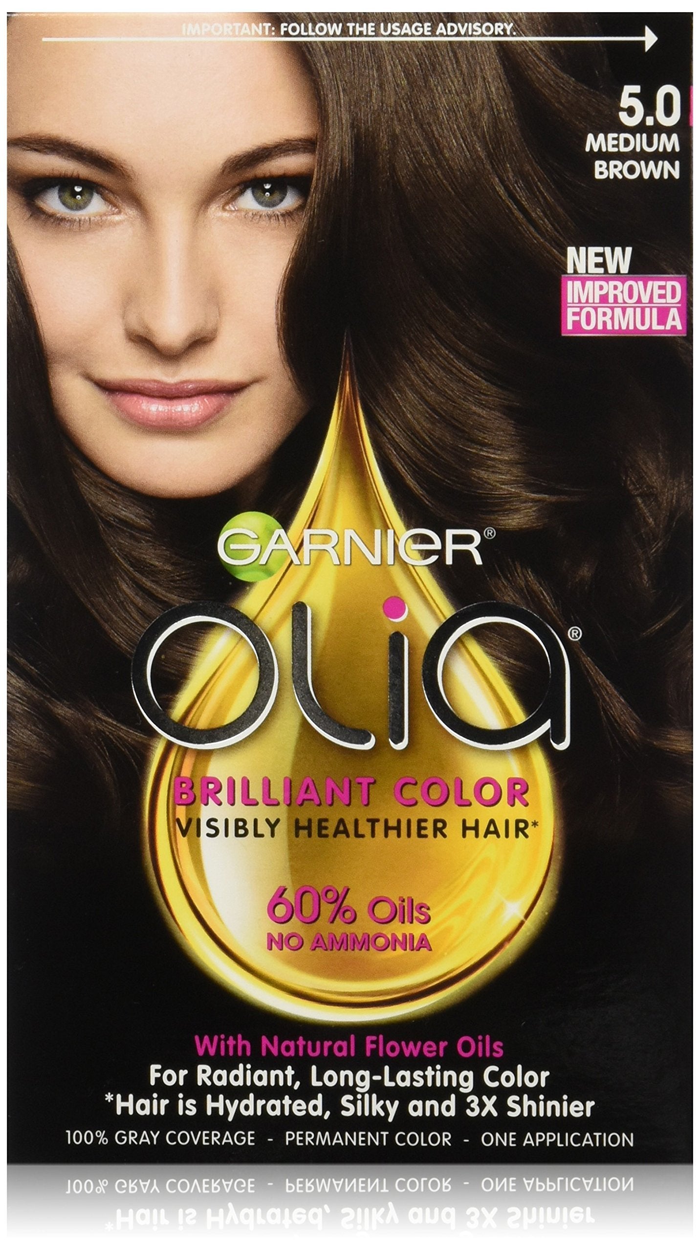 Garnier Olia Ammonia-Free Brilliant Color Oil-Rich Permanent Hair Color, 5.0 Medium Brown Hair Dye