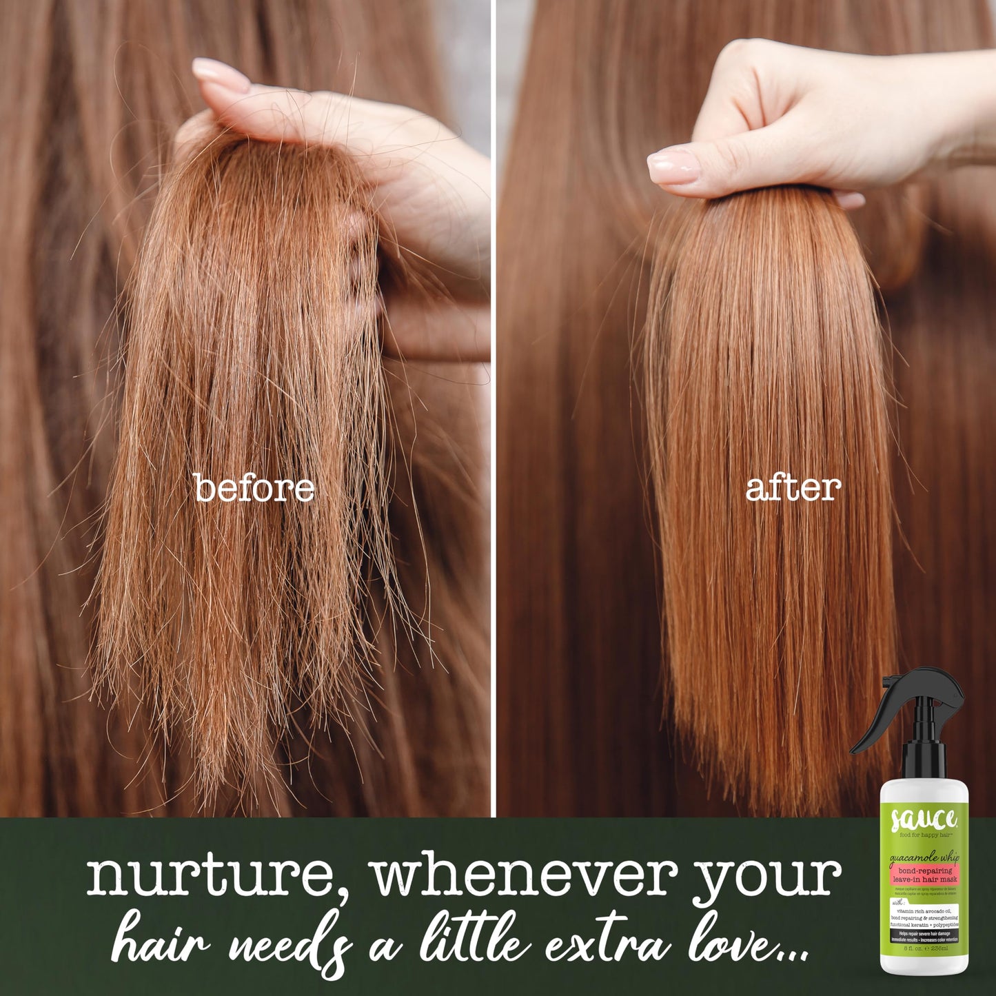 SAUCE BEAUTY Bond-Repairing Leave-In Hair Mask, Guacamole Whip, 8 fl oz (236 ml)