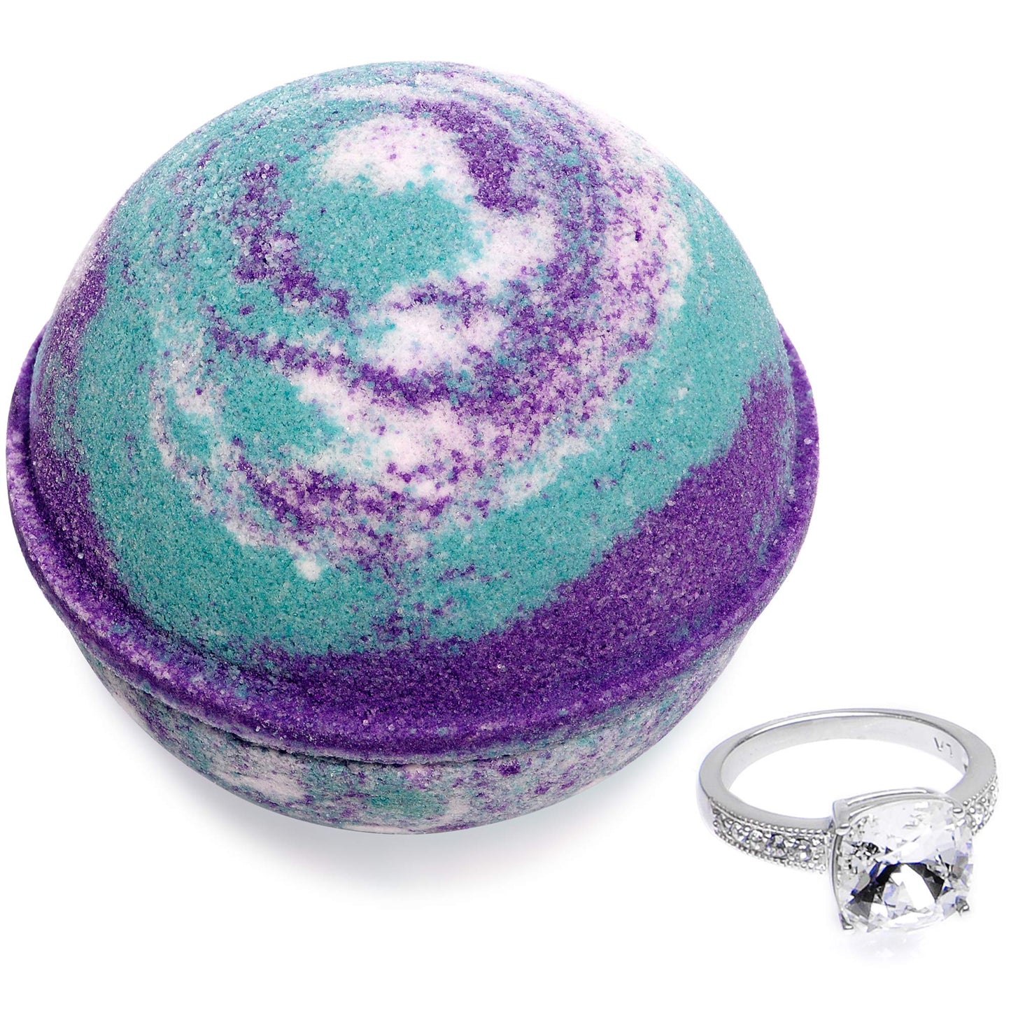 Bath Bomb with Surprise Ring Inside Mermaid Daydream Extra Large 10 oz. Made in USA (Ring Size 5)