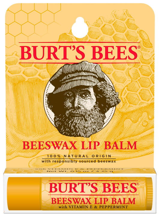 Burt's Bees® 100% Natural Origin Moisturizing Lip Balm, Original Beeswax with Vitamin E & Peppermint Oil, 1 Tube in Blister Box Beauty and Personal Care Burt's Bees