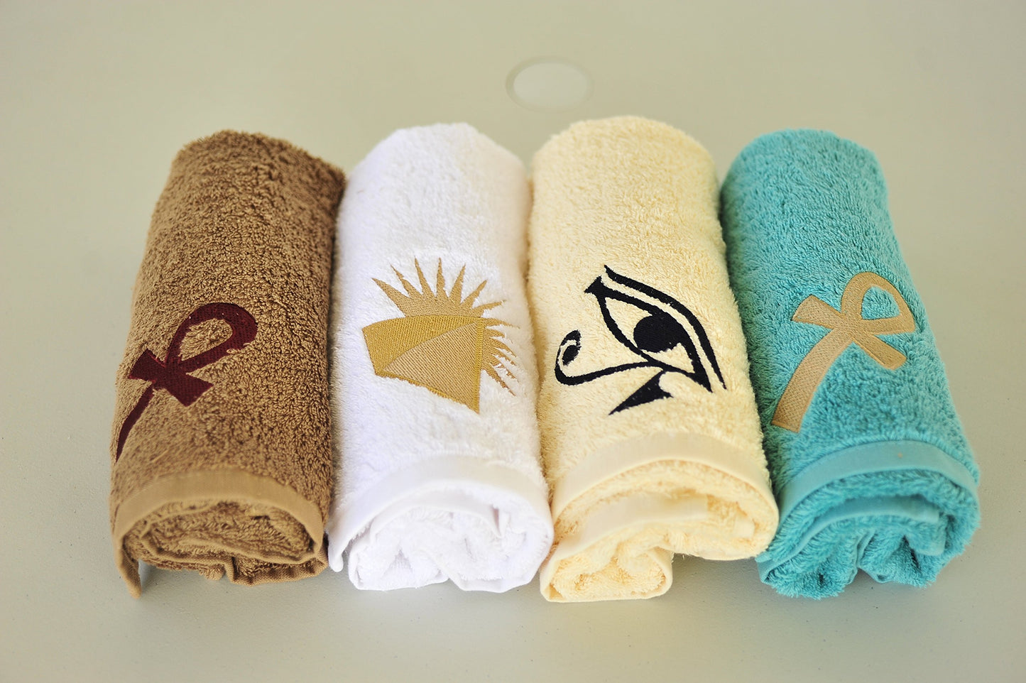 Eastern Touch 600 GSM Egyptian Cotton 6- Piece Towel Set, Ocean Egyptian Key of Life