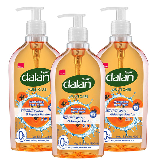 Dalan Papaya Passion Multicare Ultra Moisturizing Liquid Hand Soap for Normal and Dry Hands Fresh Clean and Soft Feeling (13.5 Fl Oz / 400 mL (Pack Beauty & Personal Care Dalan