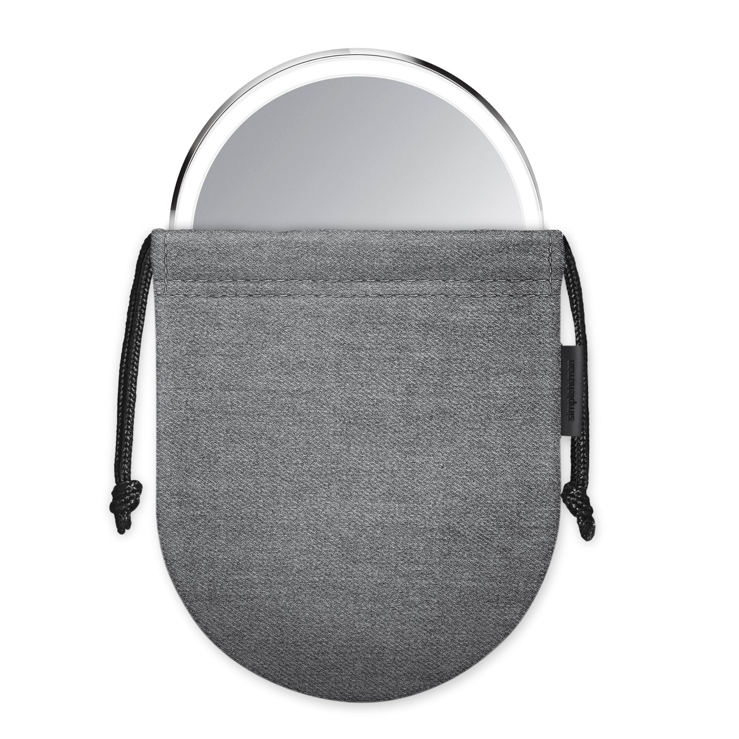 simplehuman Sensor Mirror, Lighted Compact Makeup Magnifying Mirror with Light, Round, Travel Size, Black Stainless Steel