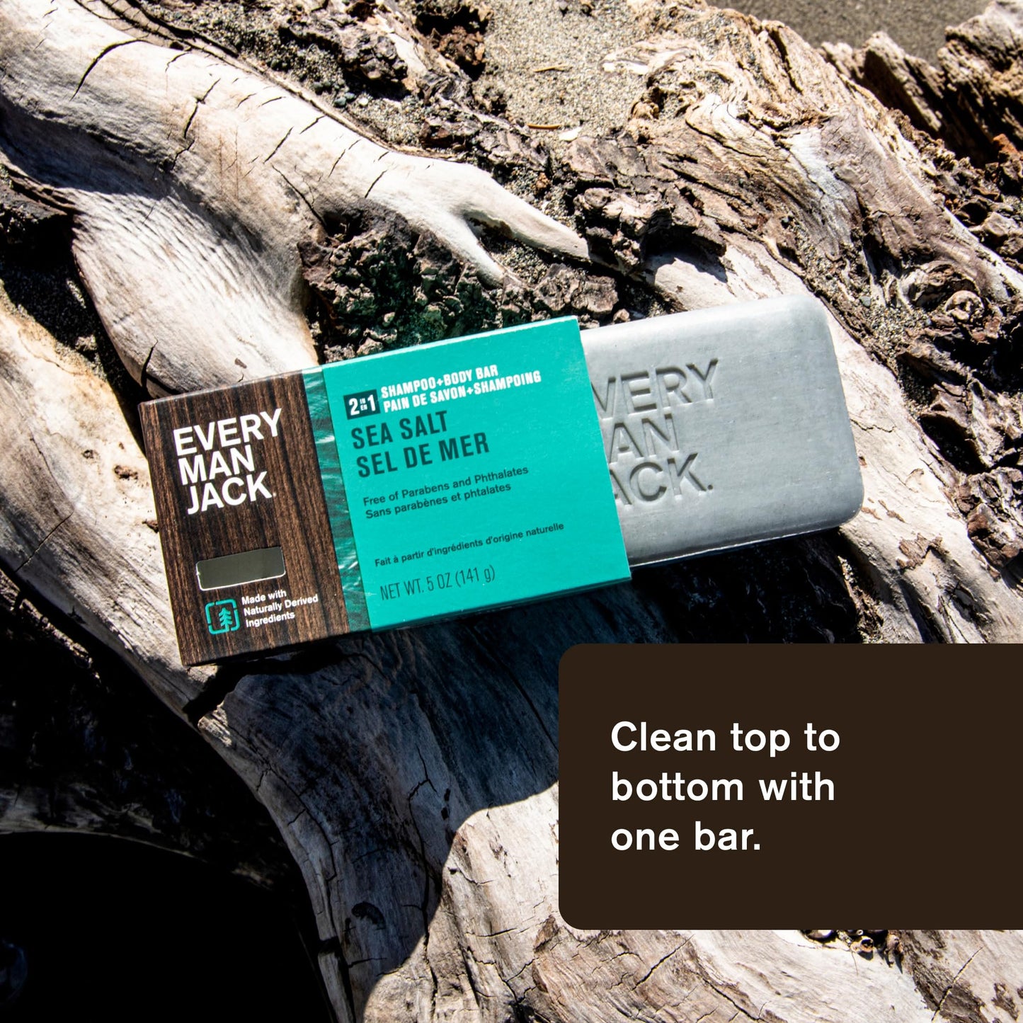 Every Man Jack, Shampoo And Body Bar 2 In 1 Sea Salt, 5 Ounce