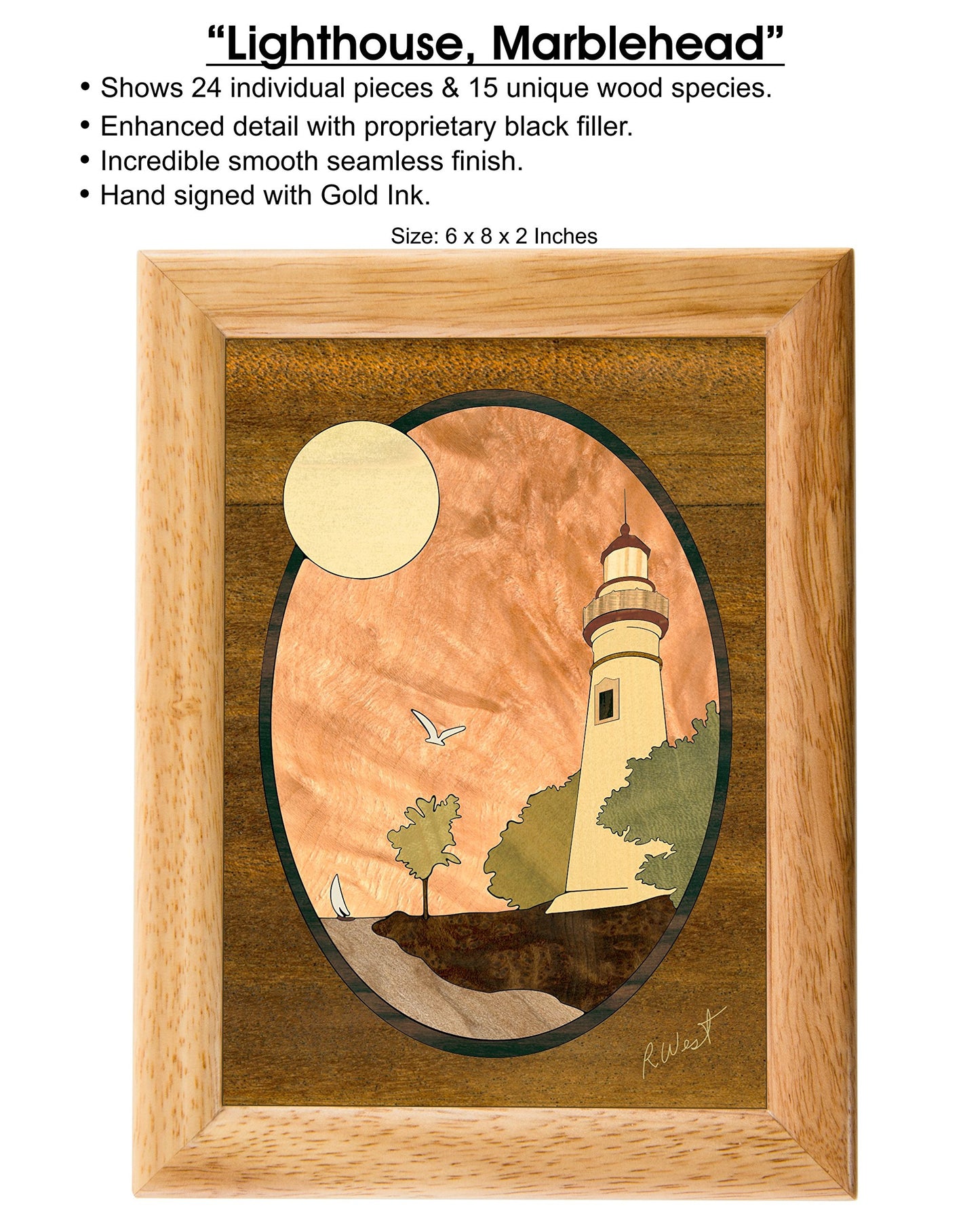MarqArt Wood Lighthouse Box - Handmade USA - Unmatched Quality - Unique, No Two are the Same - Original Work of Wood Art. A Lighthouse Gift, Ring…